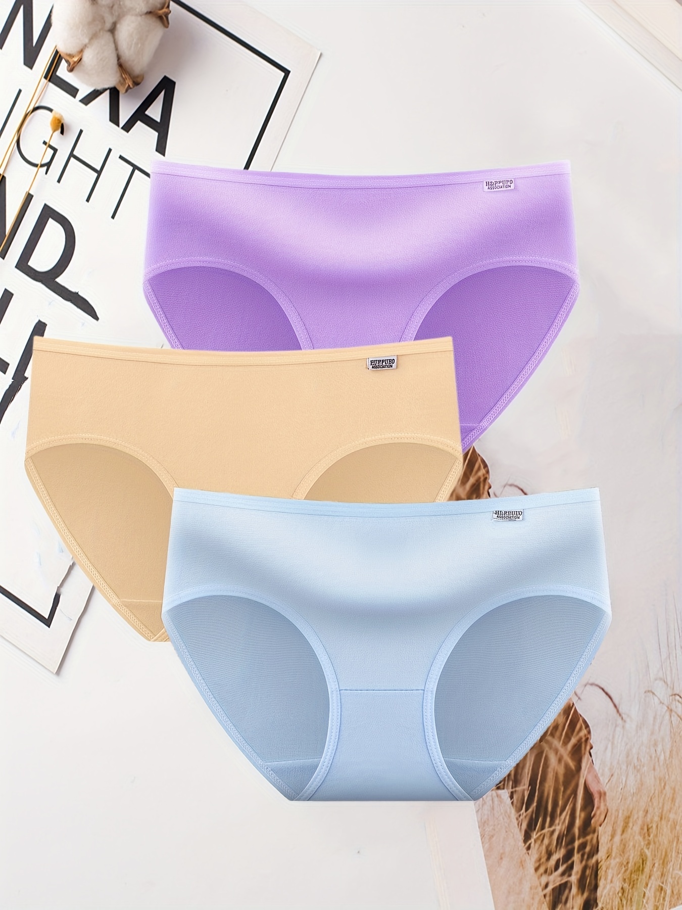 Simple Solid Briefs Comfy Stretchy Intimates Panties Women's - Temu