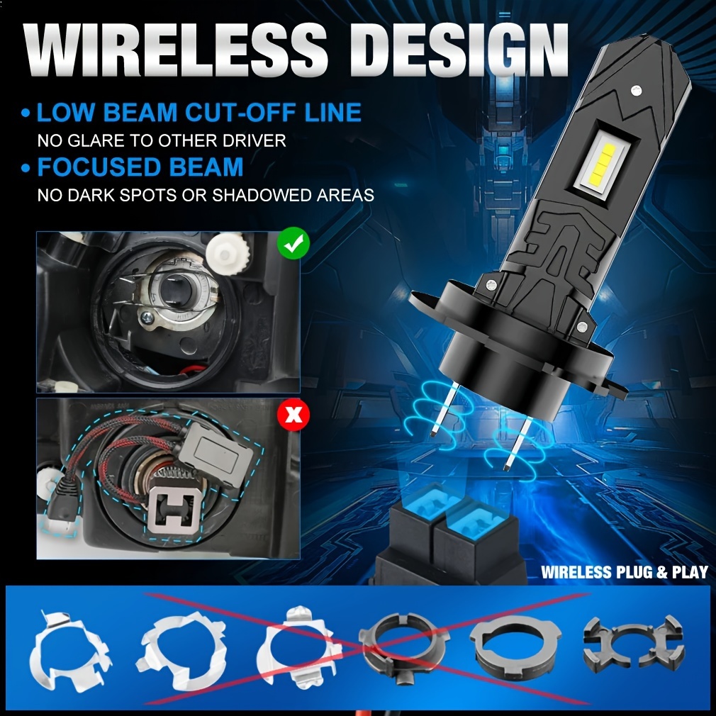 H7 Led Headlight Bulb Mini Wireless 6500k Csp Car Headlamp - Temu