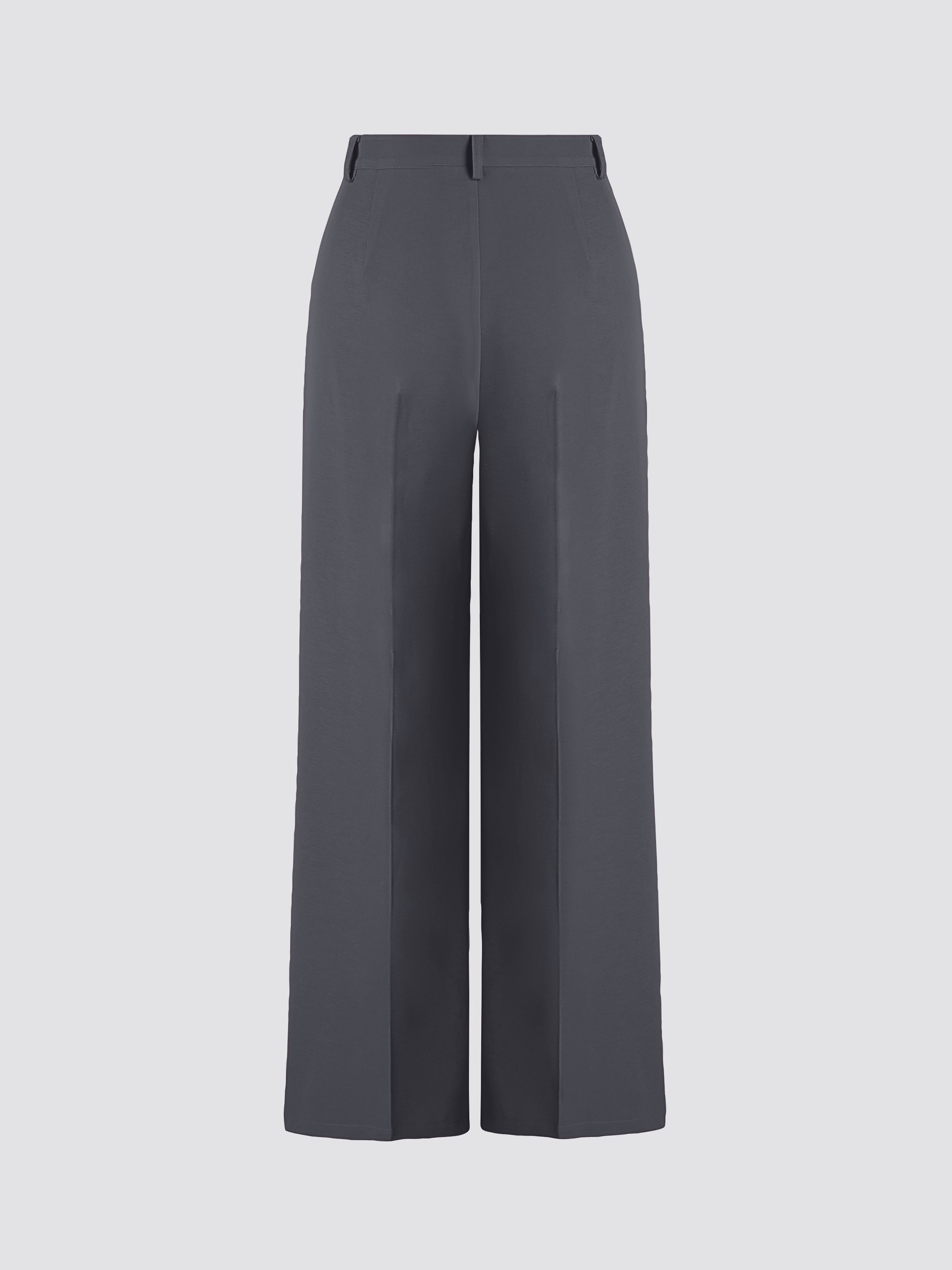 Solid Pleated Wide Leg Pants Elegant High Waist Pocket Pants - Temu