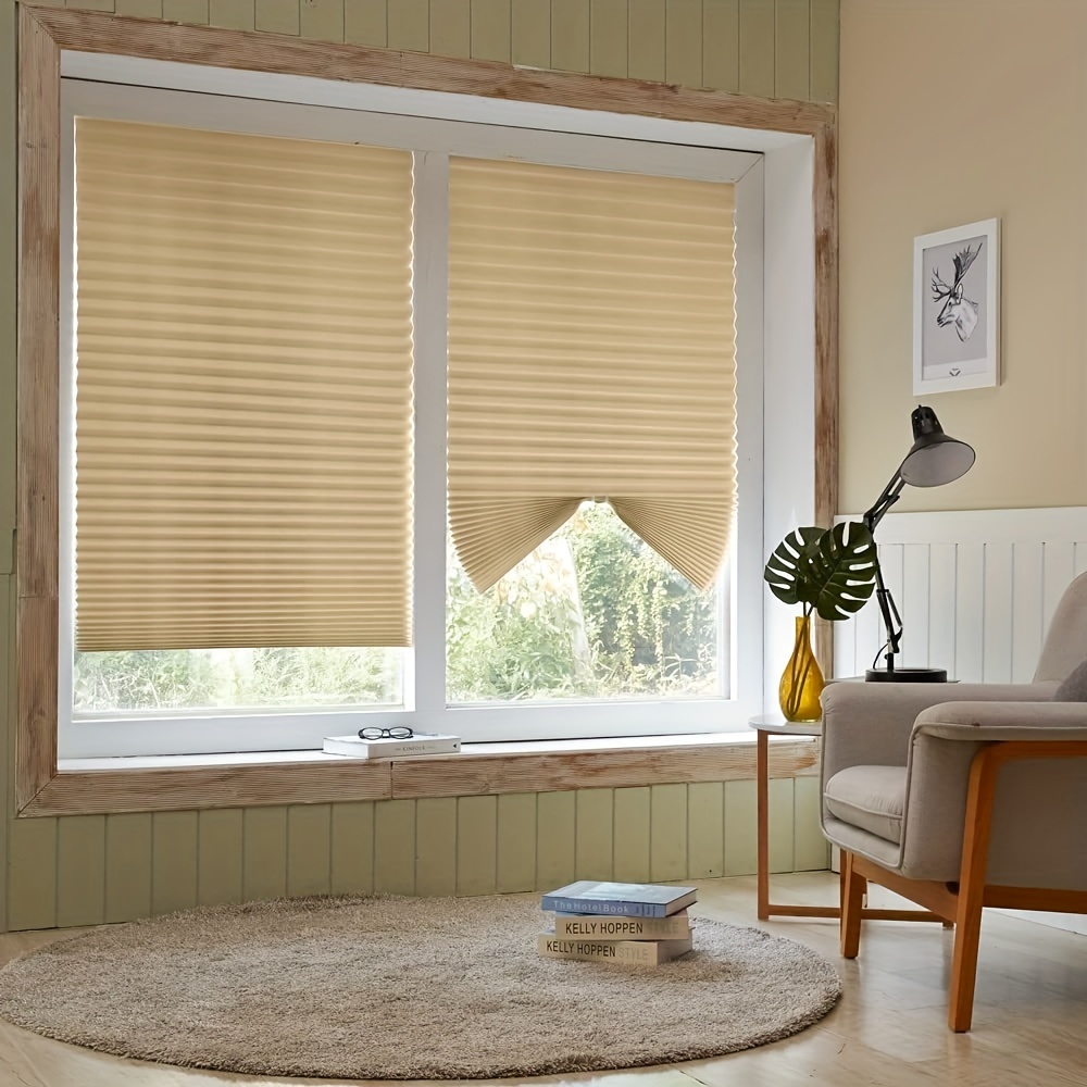 1pc Pleated Fabric Shades No Tools Temporary Window Blinds