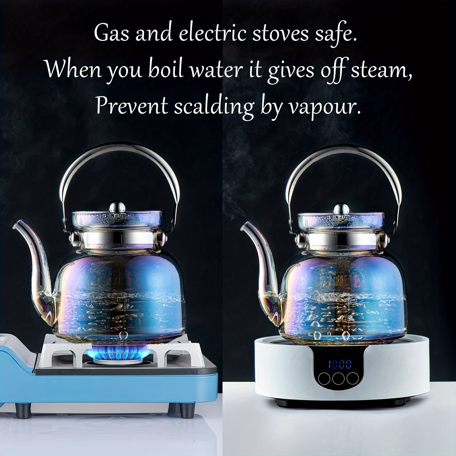 Electric Glass Tea Kettle with Removable Stainless Steel Infuser