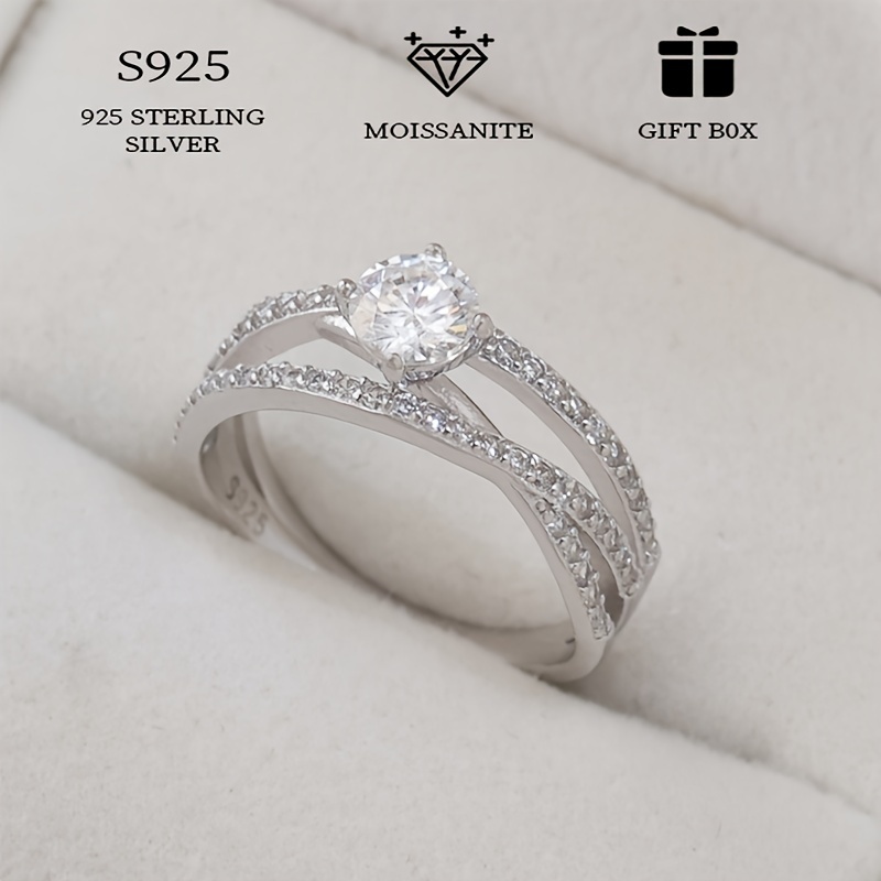 Moissanite Promise Cuff Ring 925 Sterling Silver Engagement / Wedding Ring  High Quality Jewelry With Certificate And Gift Box - Temu
