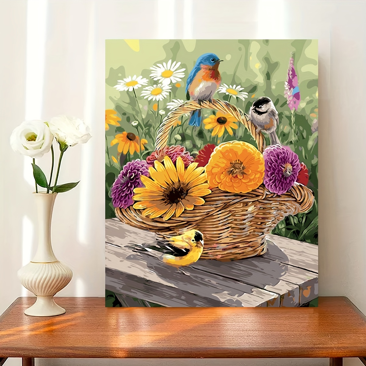 1pc Painting By Numbers For Adults Beginner Kits Birds And Flowers Picture  With Numbers For Home Artwork 40x50cm/16x20inch Without Frame