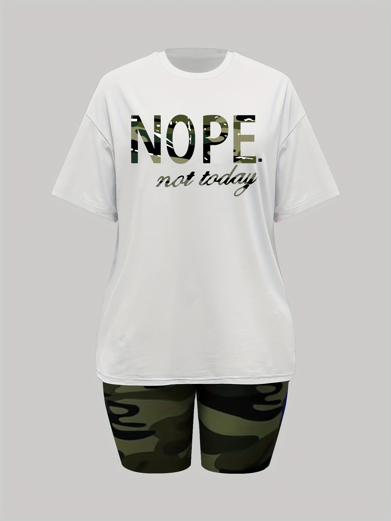 Camouflage Print Two piece Set Casual Short Sleeve T shirt - Temu