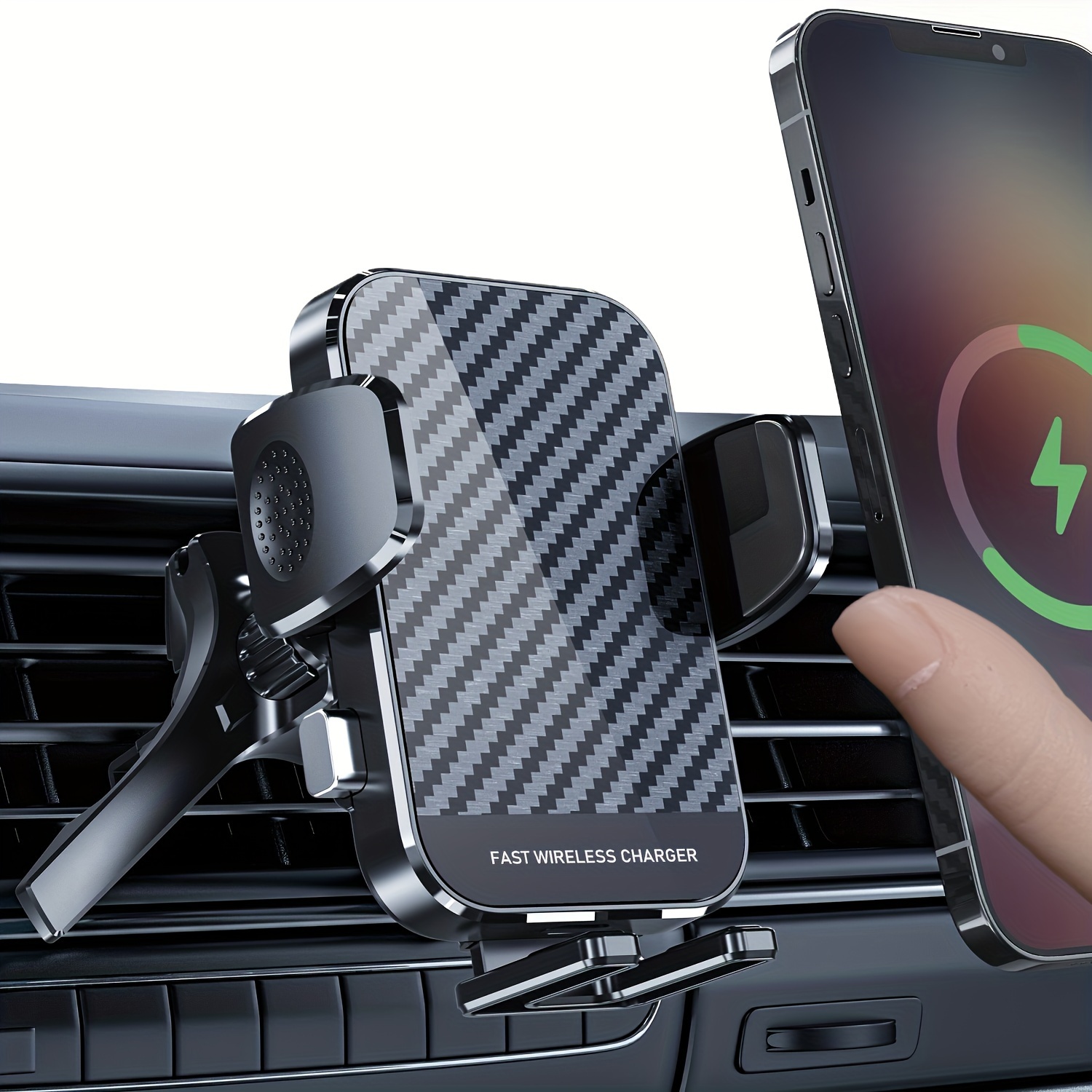 Cargador de coche inalámbrico, soporte de cargador de sujeción automática  de 15 W, soporte de carga de coche para iPhone 15 14 13 12 11 Pro Max Plus