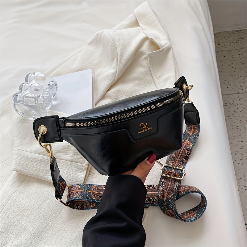 Letter Print Waist Bag With Coin Purse, Vintage Travel Crossbody Bag,  Women's Faux Leather Chest Bag - Temu Japan
