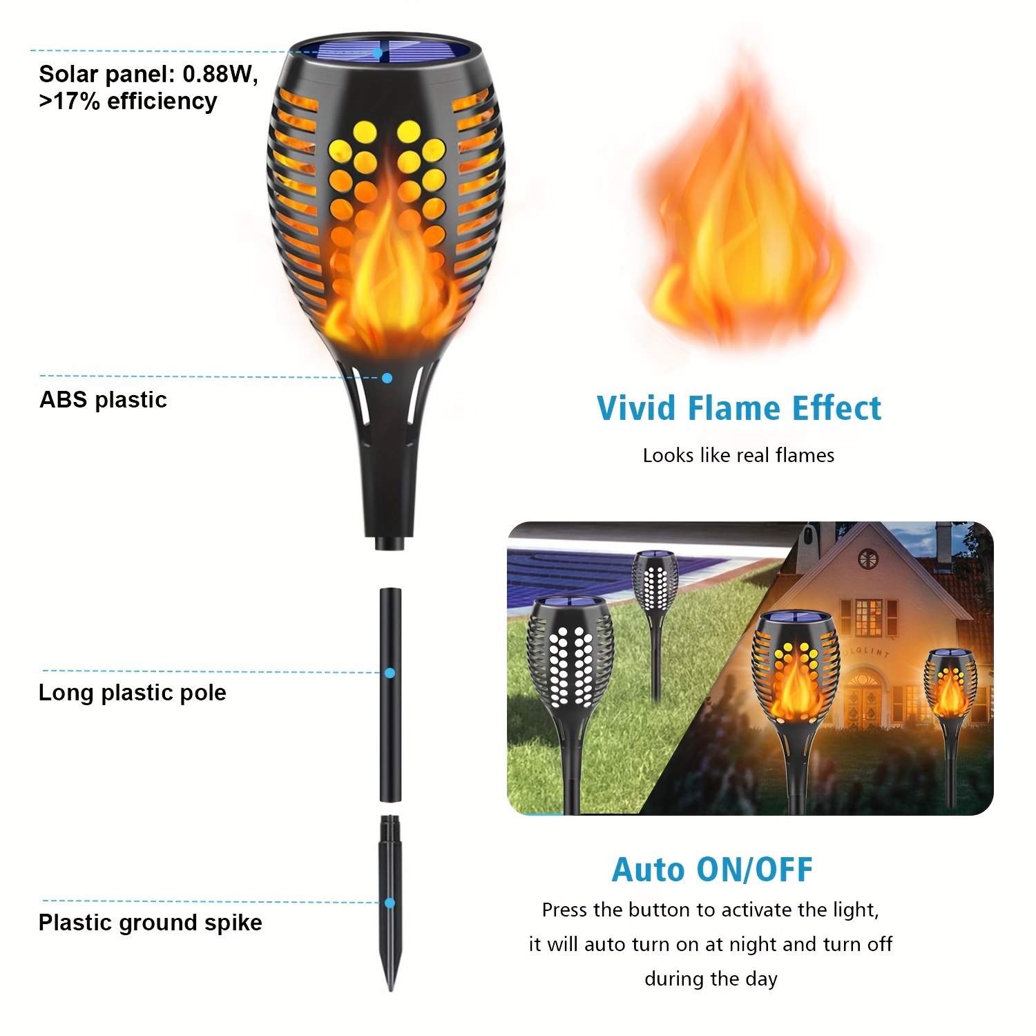 1/2/4 Pezzi Luci Solari Esterno, Solari Fiamma Tremolante
