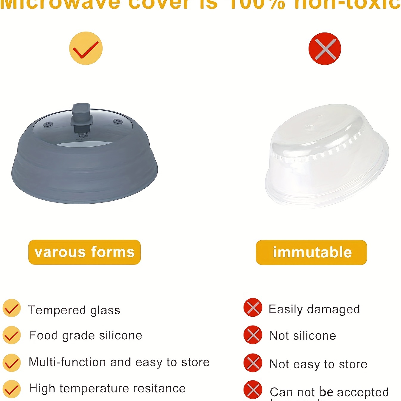 GUOXUNMARBELTD Tapa de microondas con mango Tapa de cubierta de placa de  microondas con caja de almacenamiento de agua Tapa de protección de  microondas a prueba de salpicaduras Tapa de : 