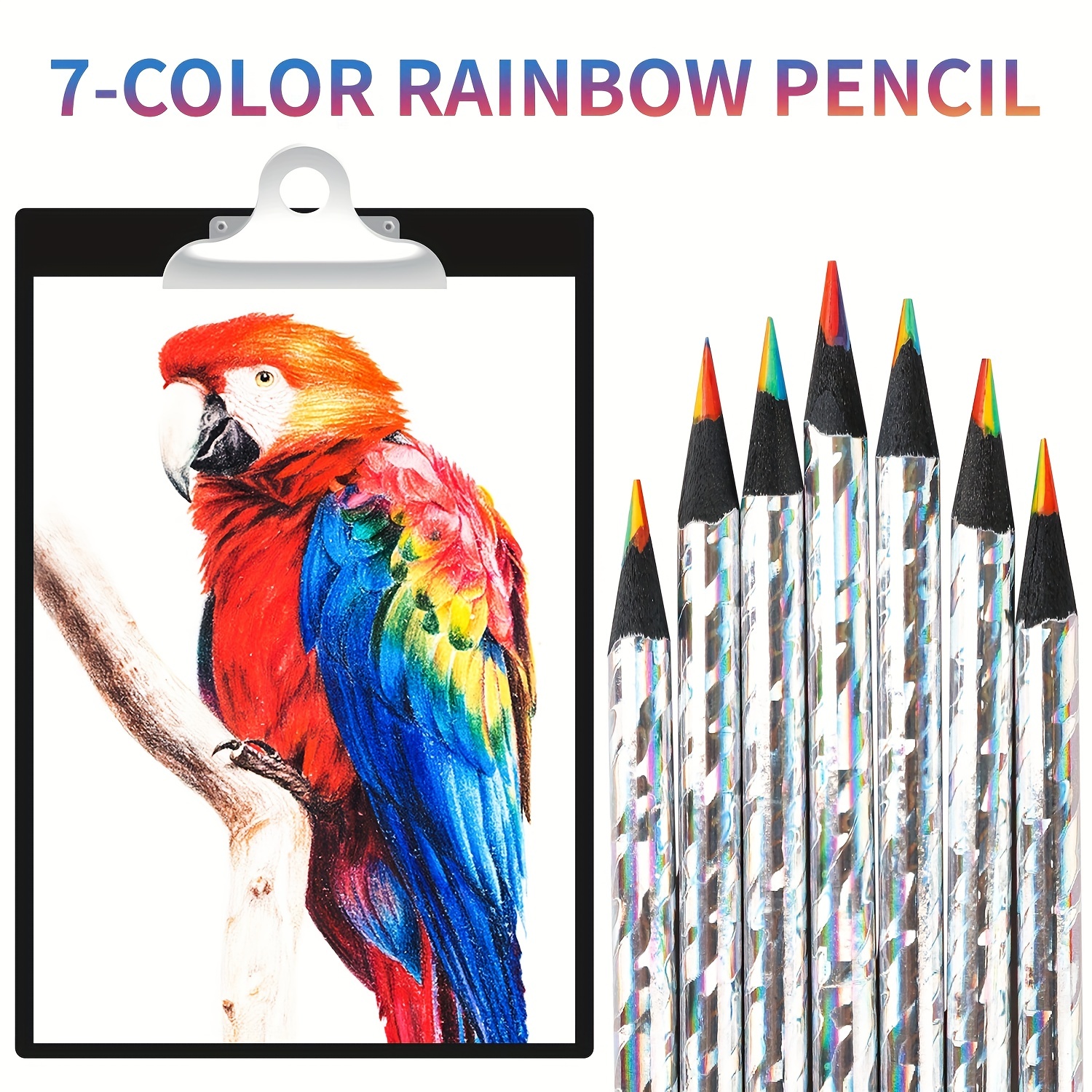 ThEast Black Wooden Rainbow Colored Pencils, 7 Color