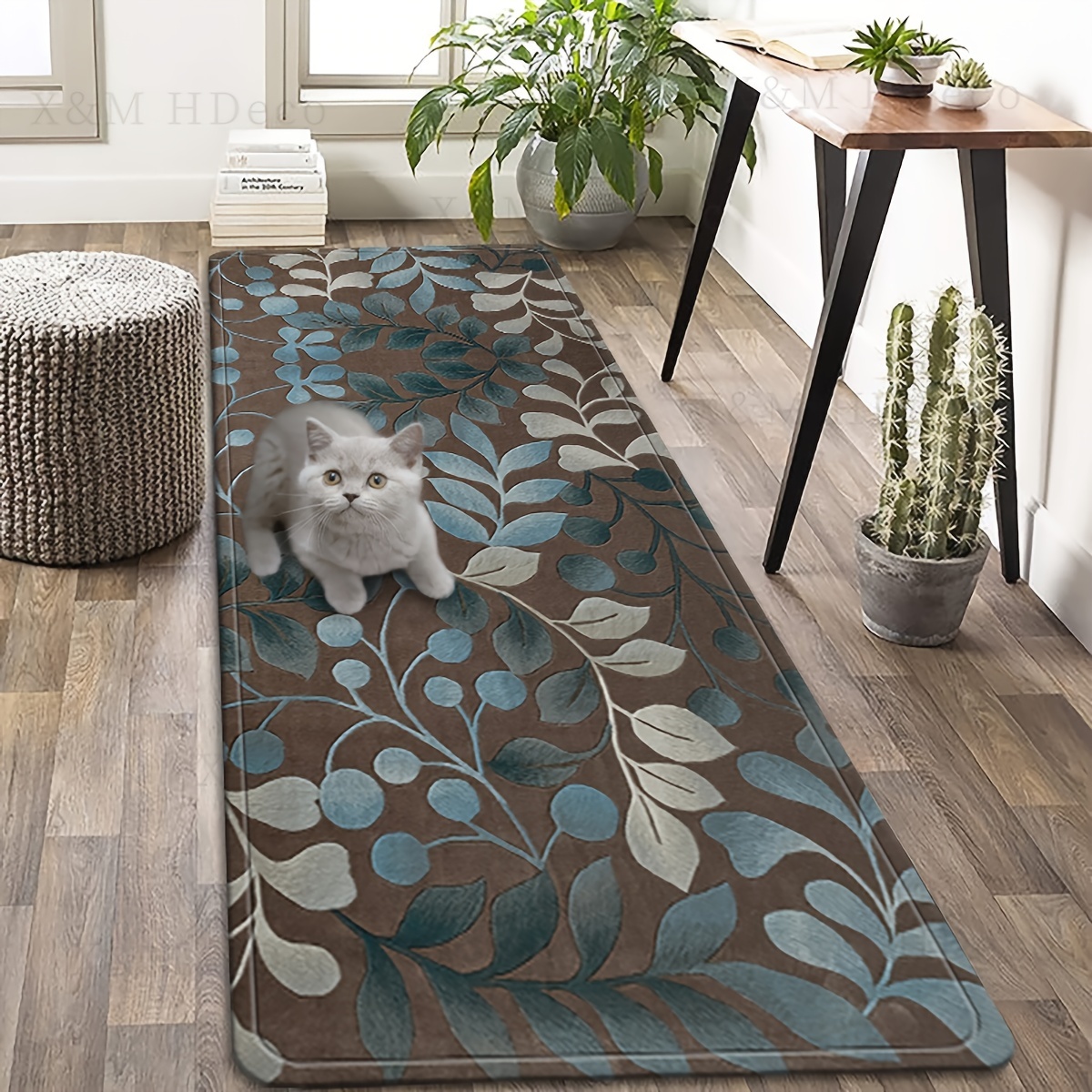 Home Area Runner Rug Pad Bright Fractal Mosaic Design Asymmetrical Colorful  Stained Glass Thickened Non Slip Mats Doormat Entry Rug Floor Carpet for