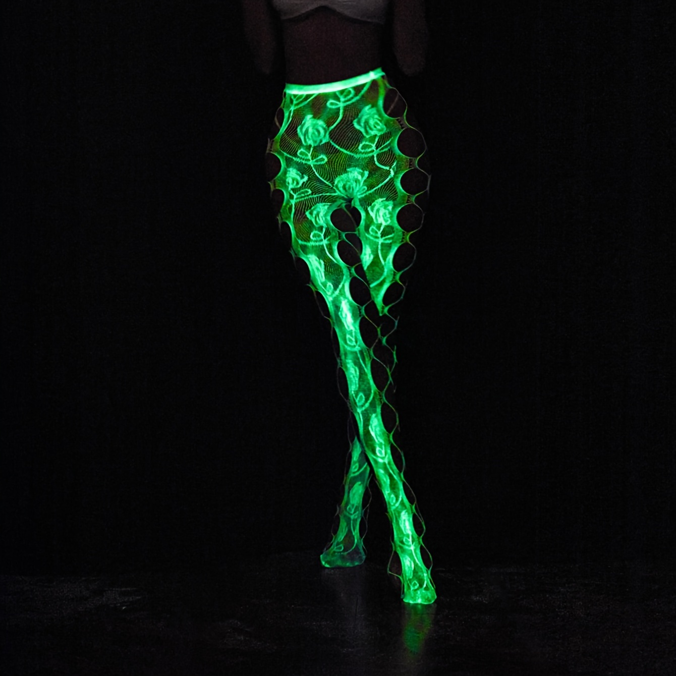 Sexy Glowing Fishnet Socks Hollow High Waist Fluorescent - Temu