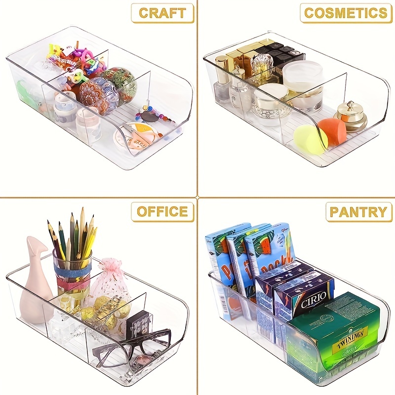 Fridge and Pantry organizer Bins - 3 Divided Section Storage By