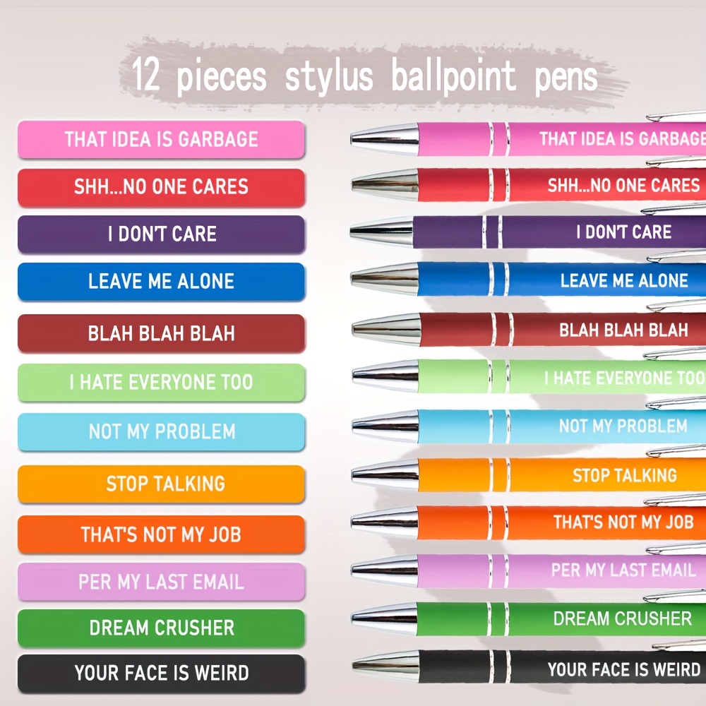 Black Funny Snarky Negative Quotes Ballpoint Pens With - Temu