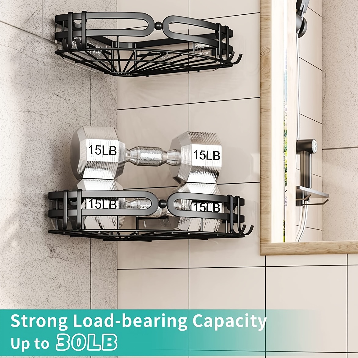 Stainless Steel Corner Shower Rack With 4 Removable Hooks - No Drilling  Required - Perfect For Bathroom, Kitchen, And Bedroom Organization - Temu