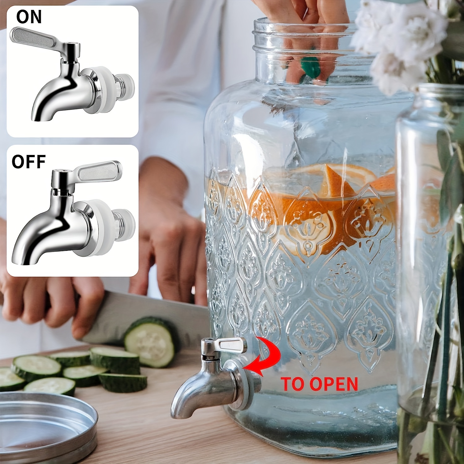 Drink Dispenser,fridge Beverage Dispenser With 3 Spigot,5l Rotating Water  Dispenser For Milk Fruit Teapot Tea Making Home Party Use