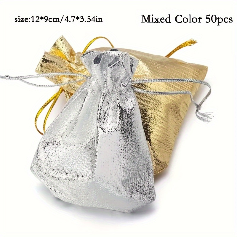 Premium Gift Bags Golden Silvery Fabric Bags Suitable - Temu