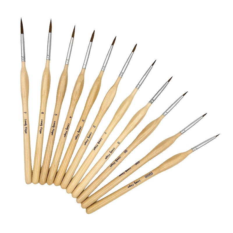 11pcs Miniature Detail Paint Brush Set With Natural Wood Triangle Rod For  Watercolor Oil Craft Models Line Drawing, Micro Small Thin Paintbrush Great  For Beginners And Professionals