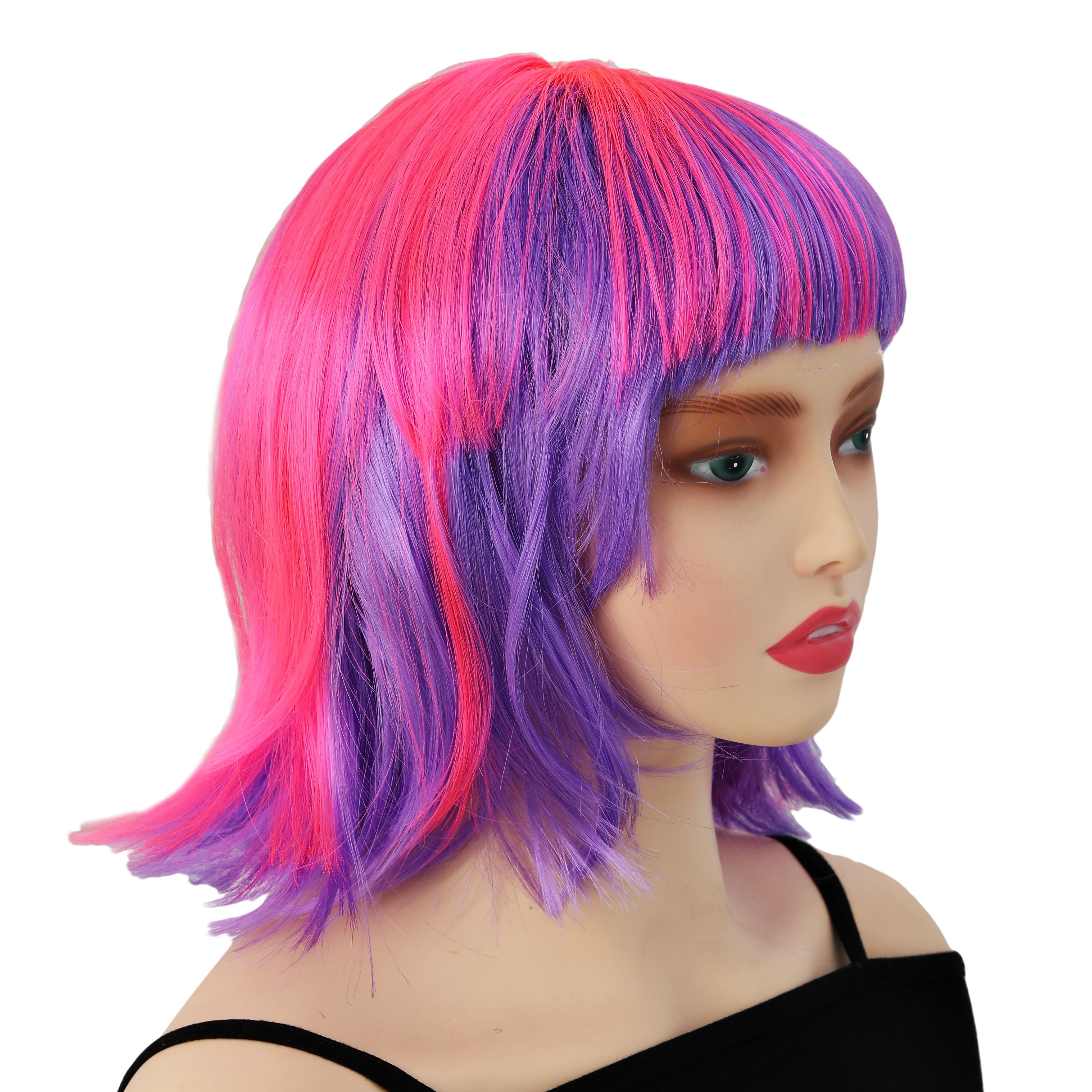 Bob Wig Synthetic 20s Flapper Costume Wig Neon Color Natural Temu