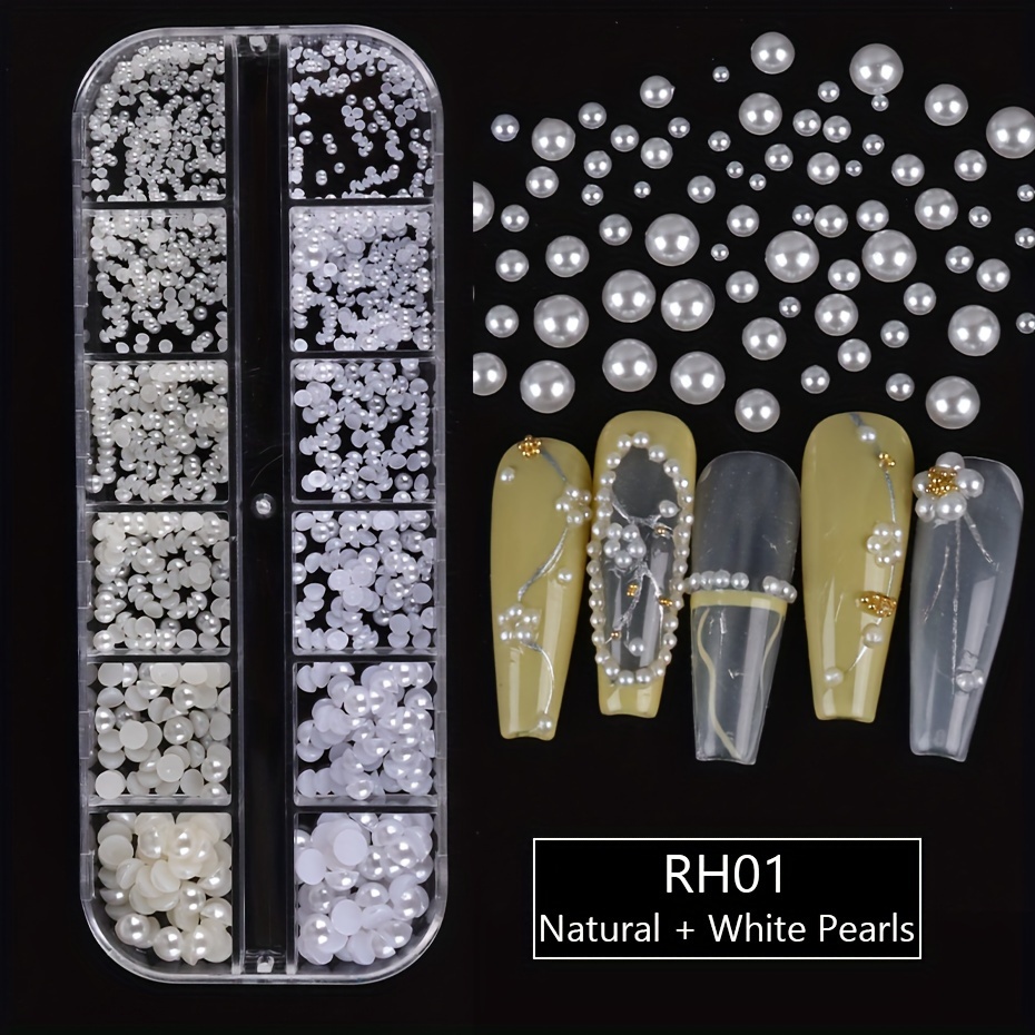 5700 Pcs Half Pearls for Crafts,Nail Pearls for Nails Art for Crafting DIY  Accessory,Flatback Pearls gems for Makeup,Black Neatly Organized Craft