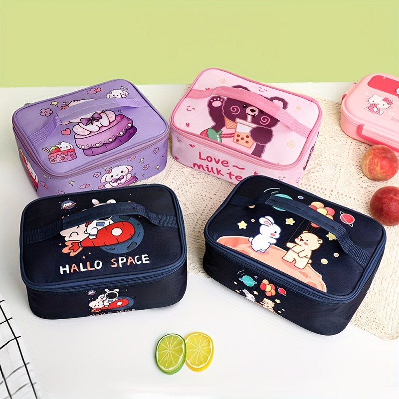 New Cartoon Printed Lunch Bag Women Cute Dinosaur Picnic Travel Thermal  Breakfast Box Girls School Child Lunch Box Tote Food Bag