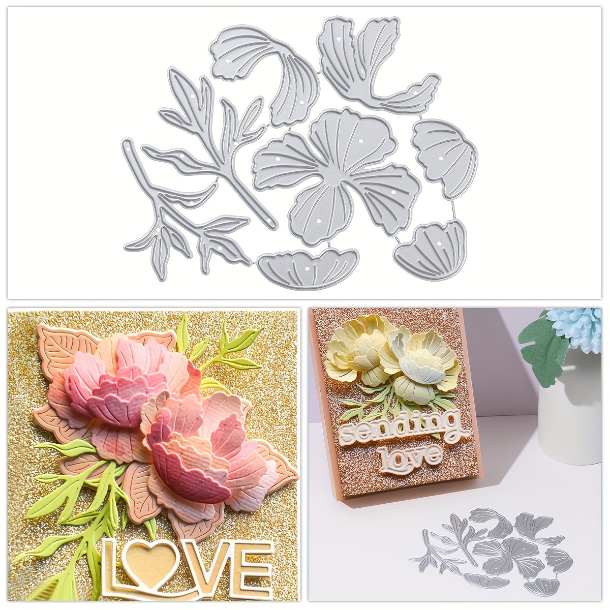 

1pc 2024 New Die Sets, Luxury Peony, Diy Metal Cutting Dies, Scrapbooking Paper Craft Dies, Embossing Tools, Diy Scrapbooking