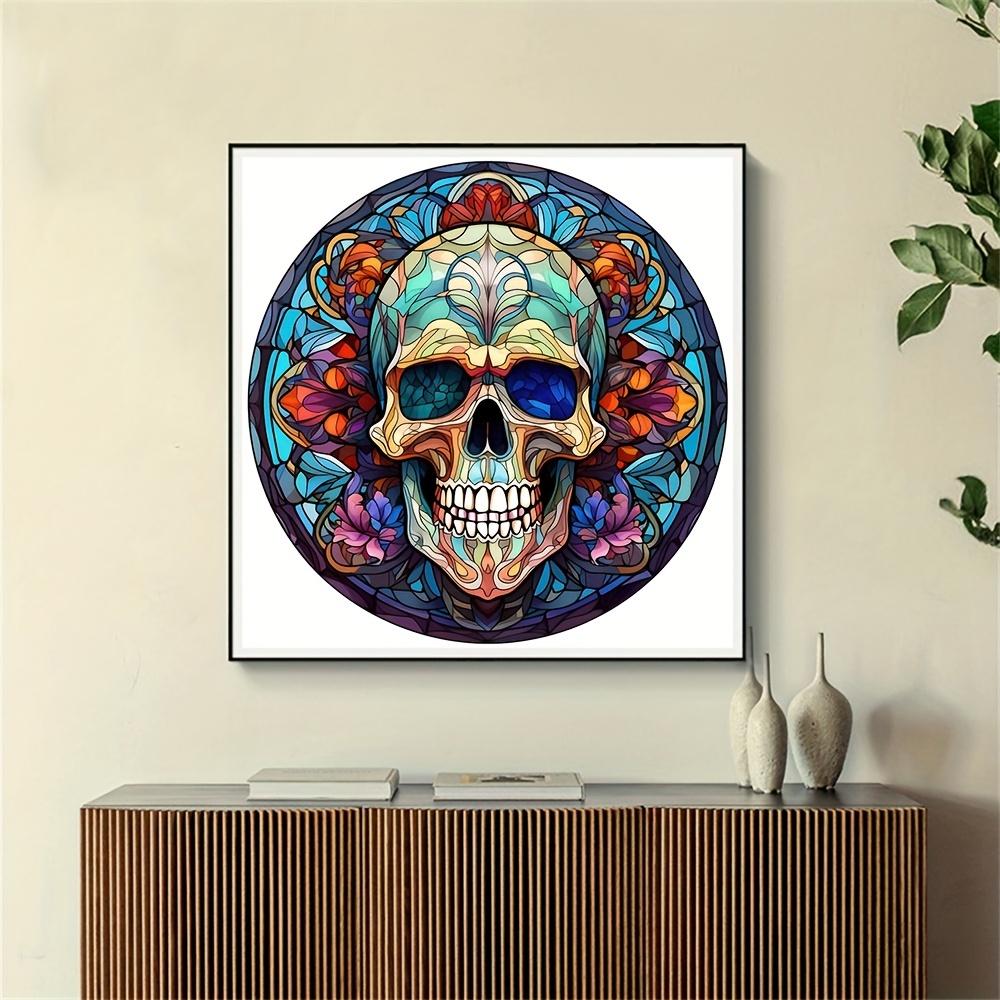 Frameless Diy 5d Diamond Painting Set Christmas Skull - Temu