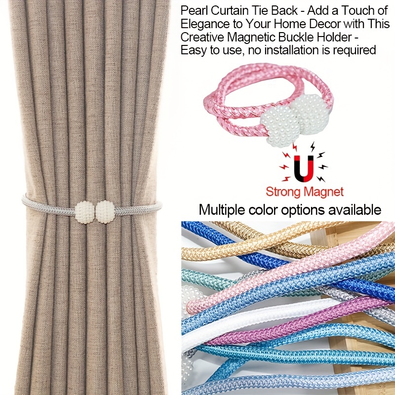 Curtain Tieback Decorative Pearl Magnetic Rope Curtain Tie - Temu
