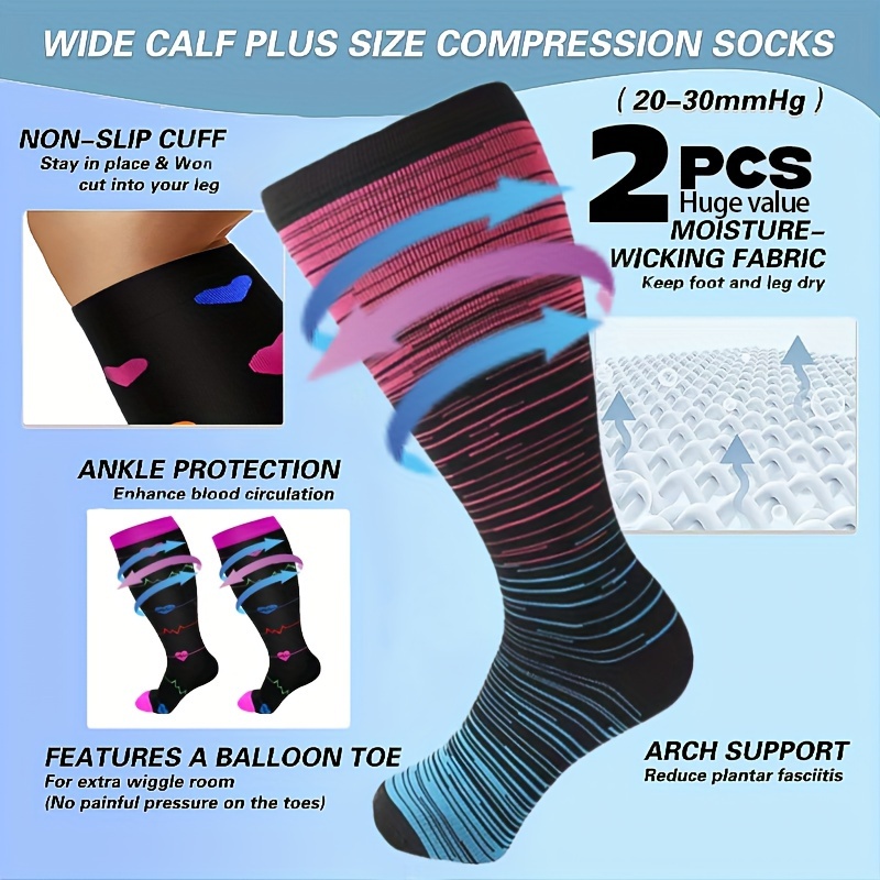 3 Pairs Cooper Compression Socks Women Men 20-30mmhg Medical Knee High Open  Toe
