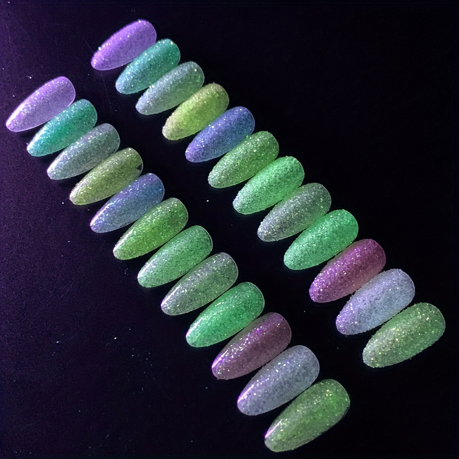 1set 12grids luminous powder nail art decoration luminous pigment nail diy nail powder details 7