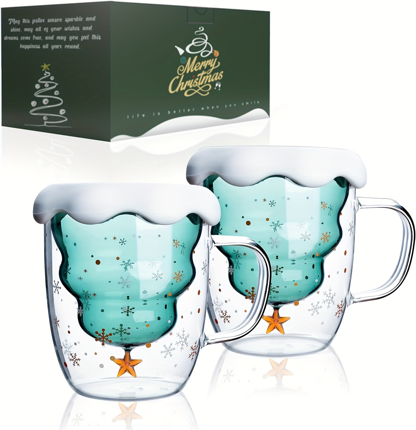 Christmas Coffee Mug Transparent Double layer Coffee Cups - Temu