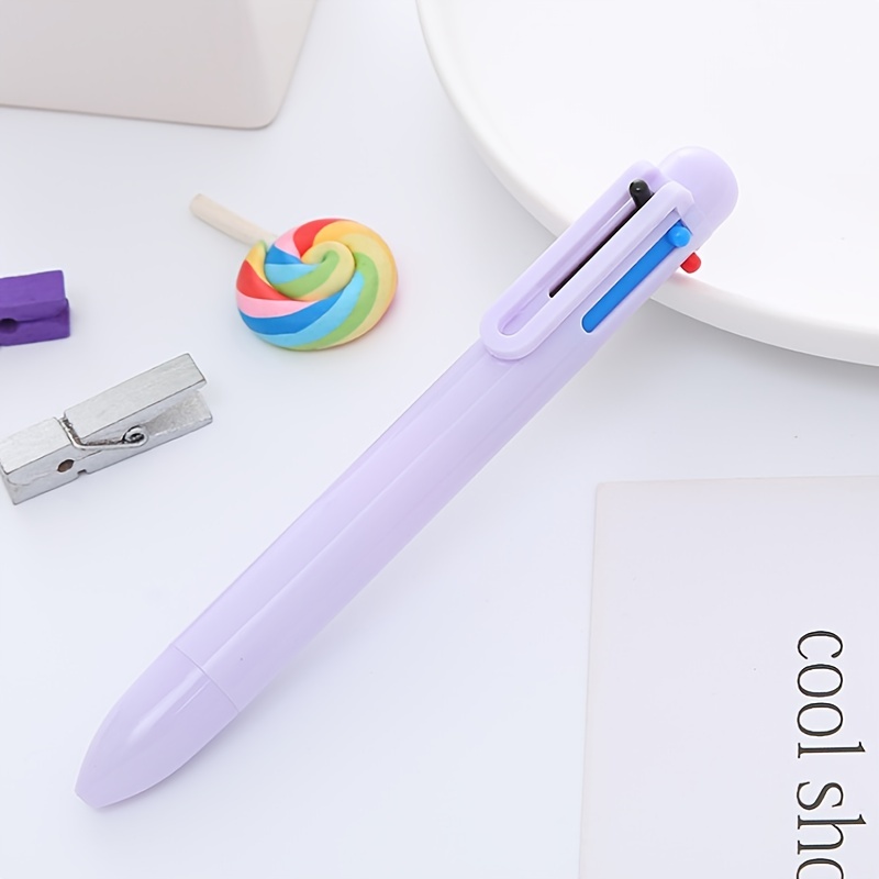 5pcs/set Macaron Black Press Colorful Ballpoint Pen, Cute Girls' School Pen