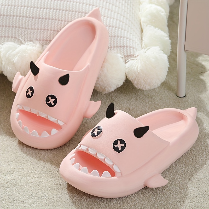 Women s Evil Shark Slides Cute Open Toe Solid Color Soft Non Temu