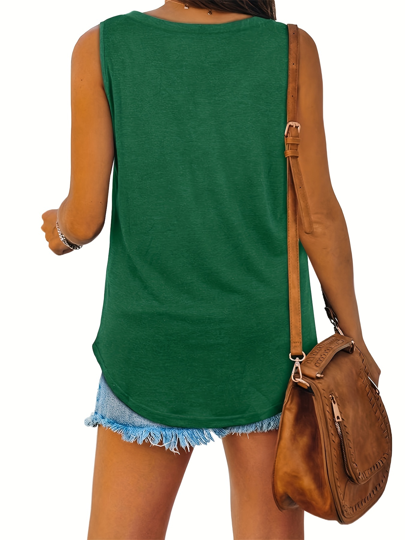 Women's Solid V Neck Sleeveless Tank Top for Summer