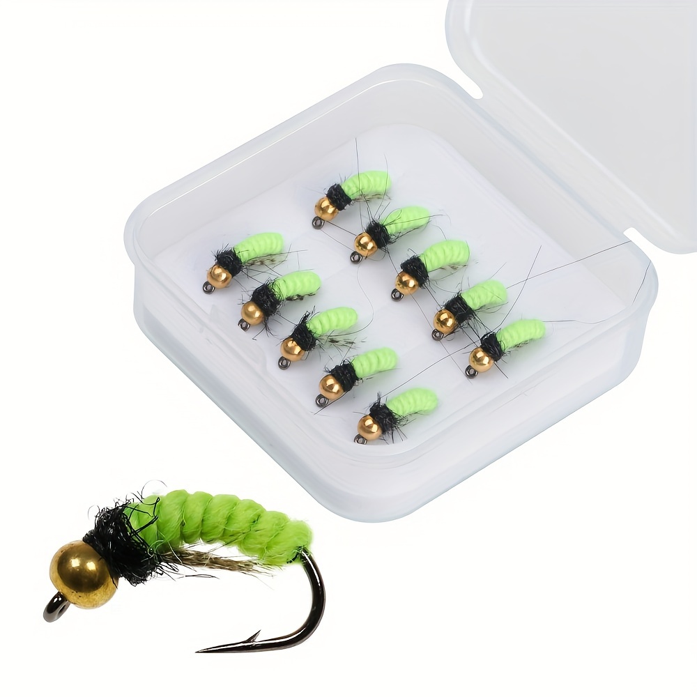 12 Fluorescent Nymph Scud Bug Worm Fly Brass Bead Head Wet - Temu