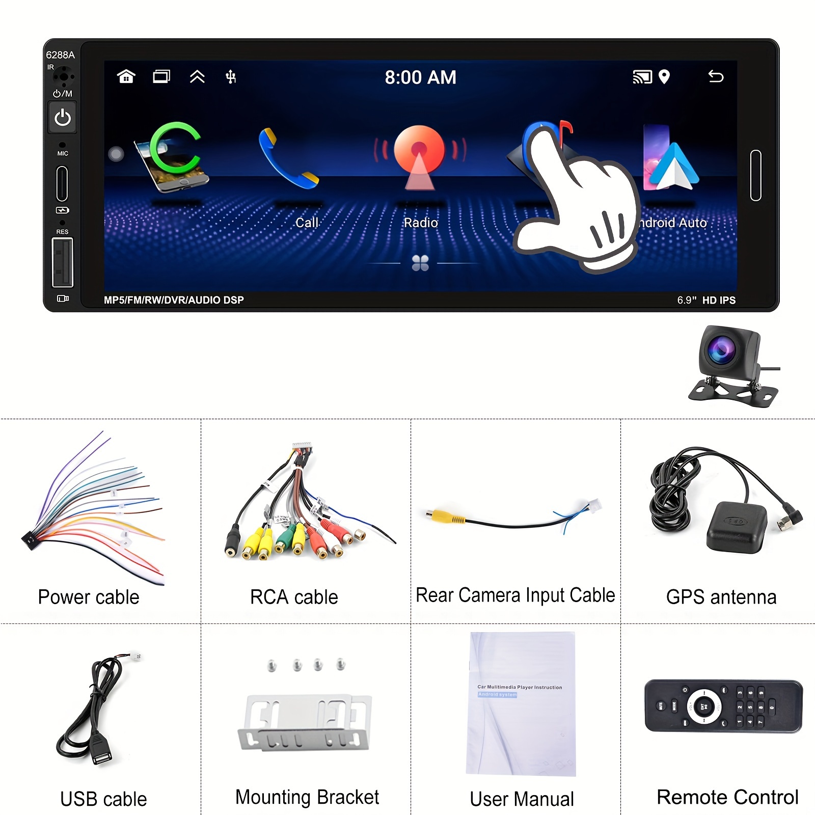 HD 6.86 TouchScreen Single Din Car Stereo For Car Player & For Android  Auto Car Radio Audio Car MP5 Player With Mirror Link FM Without/ With Camera