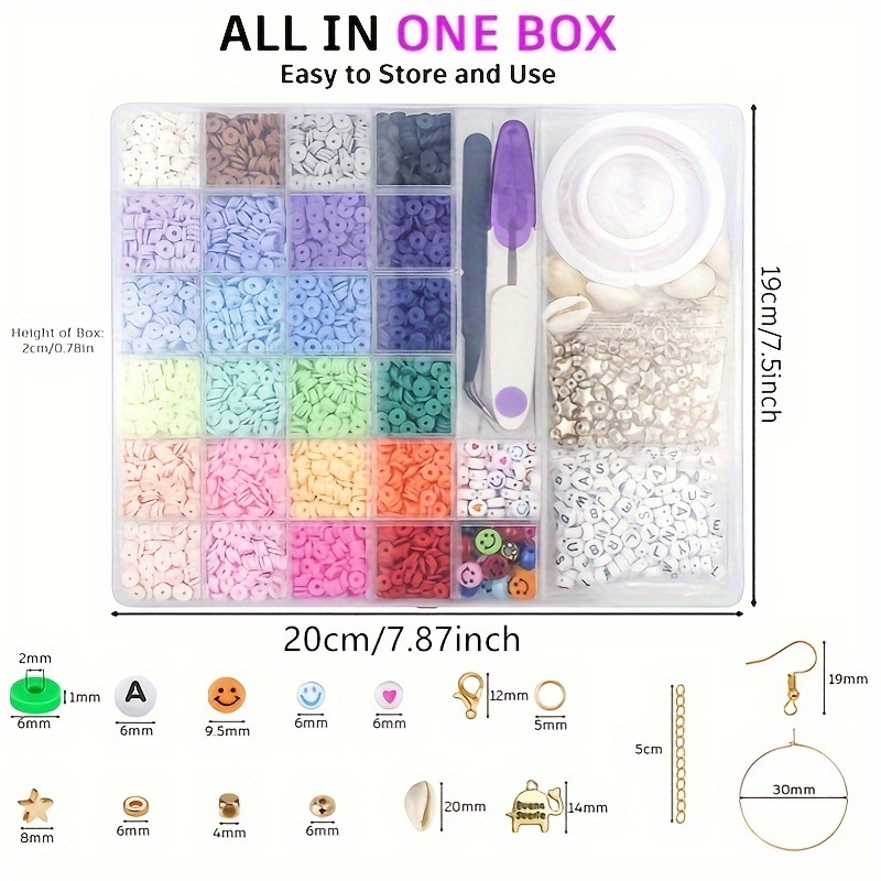 Kit de fabrication de 6000 perles d'argile rondes et plates de 6 mm pour la  fabrication de bijoux avec pendentifs, coffret [706] - Cdiscount Jeux -  Jouets