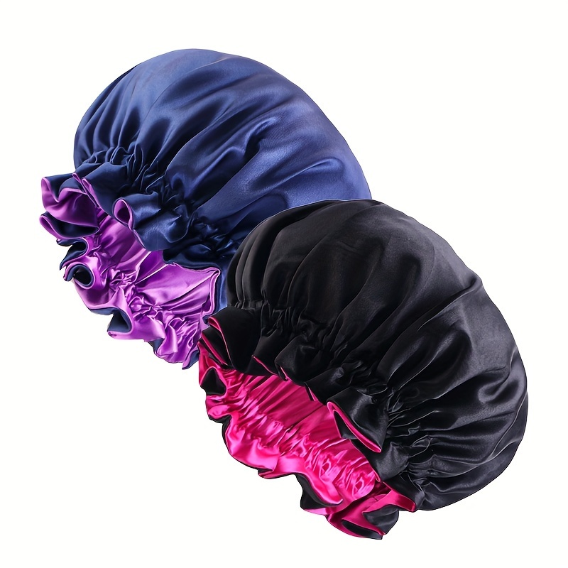 TEMU 2pcs Set Of Color-block Double-layer Sleeping Caps, African Style Contrast Headscarf Hats, Beauty Care Hats