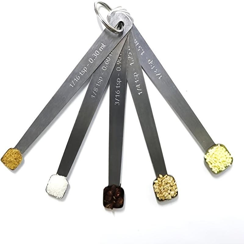 Measuring Spoons:18/8 Stainless Steel Measuring Spoons Set Of 9 Piece: 1/16  Tsp, 1/8 Tsp, 1/4 Tsp, 1/3 Tsp, 1/2 Tsp, 3/4 Tsp, 1 Tsp, 1/2 Tbsp & 1 Tbsp