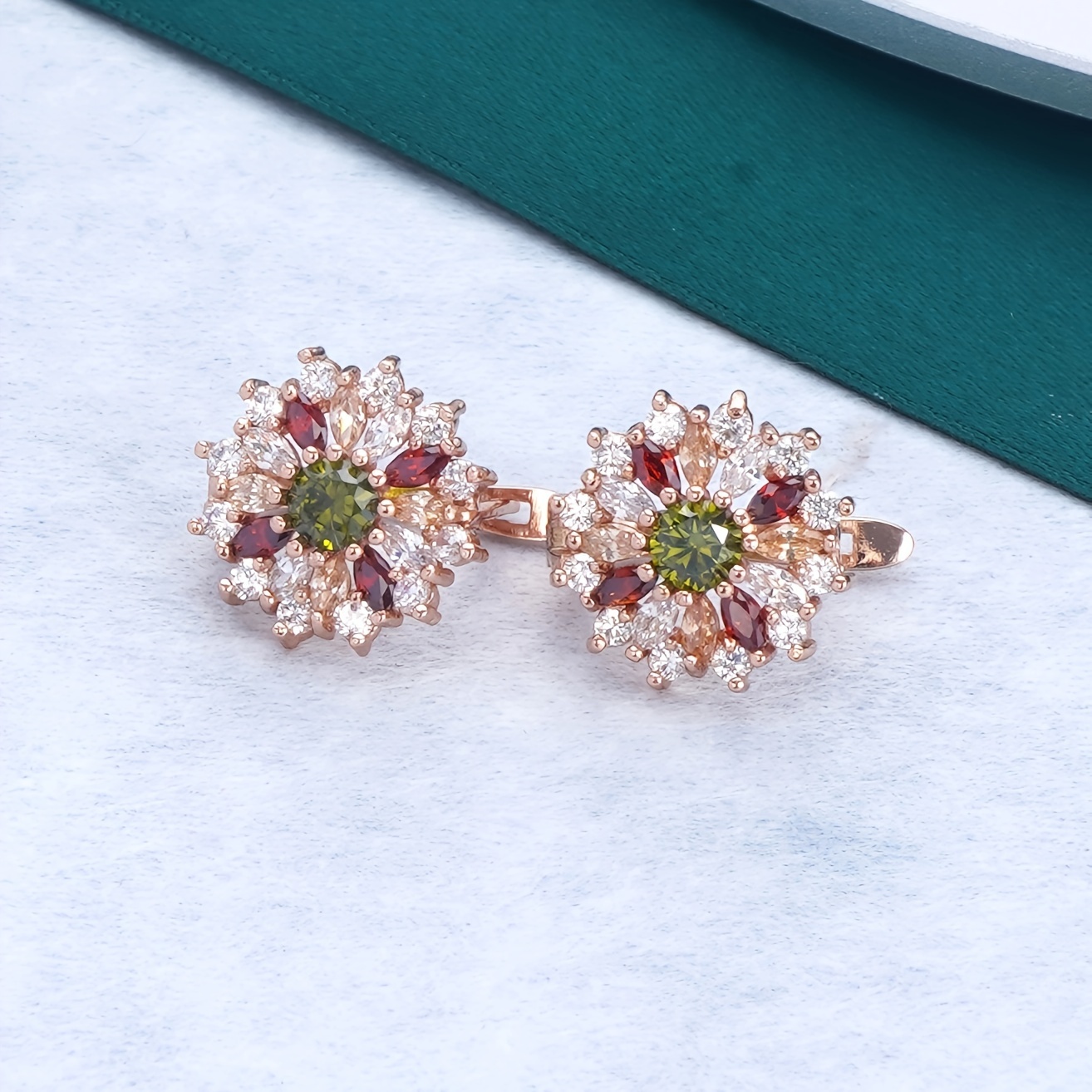 

Zircon Multicolor Earrings For Women [rose Golden]