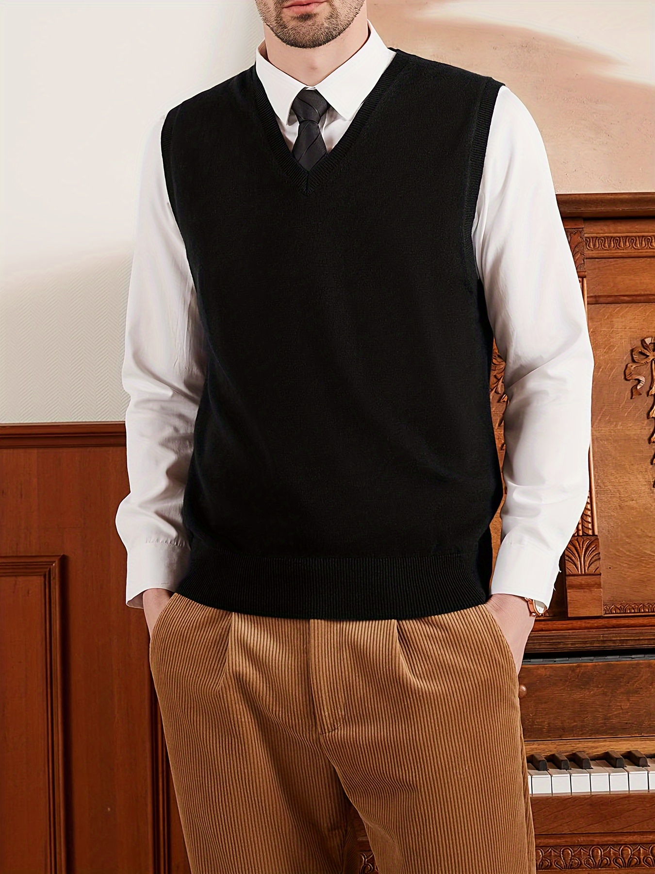 COOFANDY Men's Sweater Vest V Neck Casual Sleeveless Knitted Button  Cardigan Vest