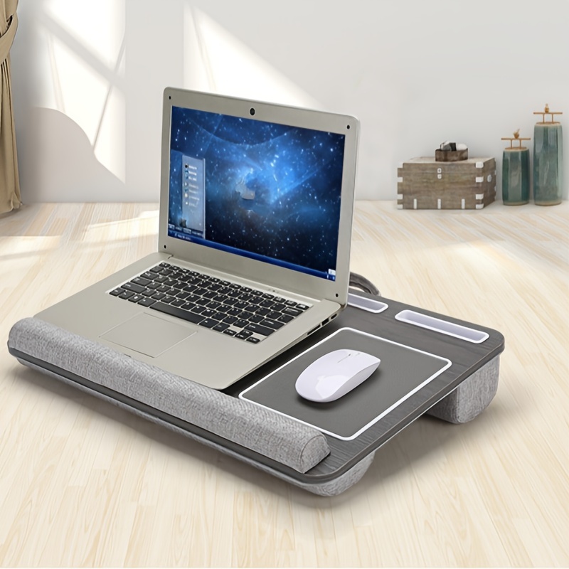  Soporte para laptop con ventilador de refrigeración y  alfombrilla para mouse, escritorio de regazo ajustable para portátil con  luz, mesa plegable para laptop, bandeja de cama con 4 puertos USB para