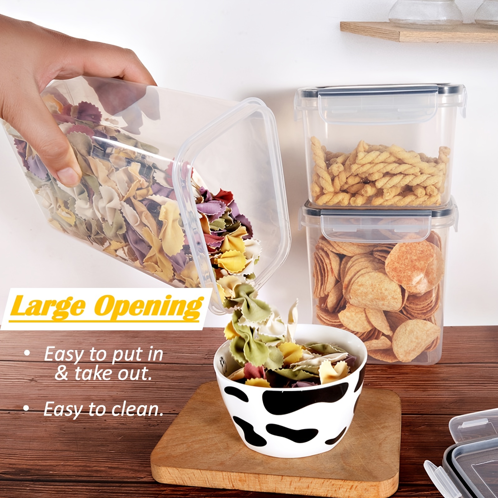 Cereal Container Set - Large Plastic Food and Snack Kitchen