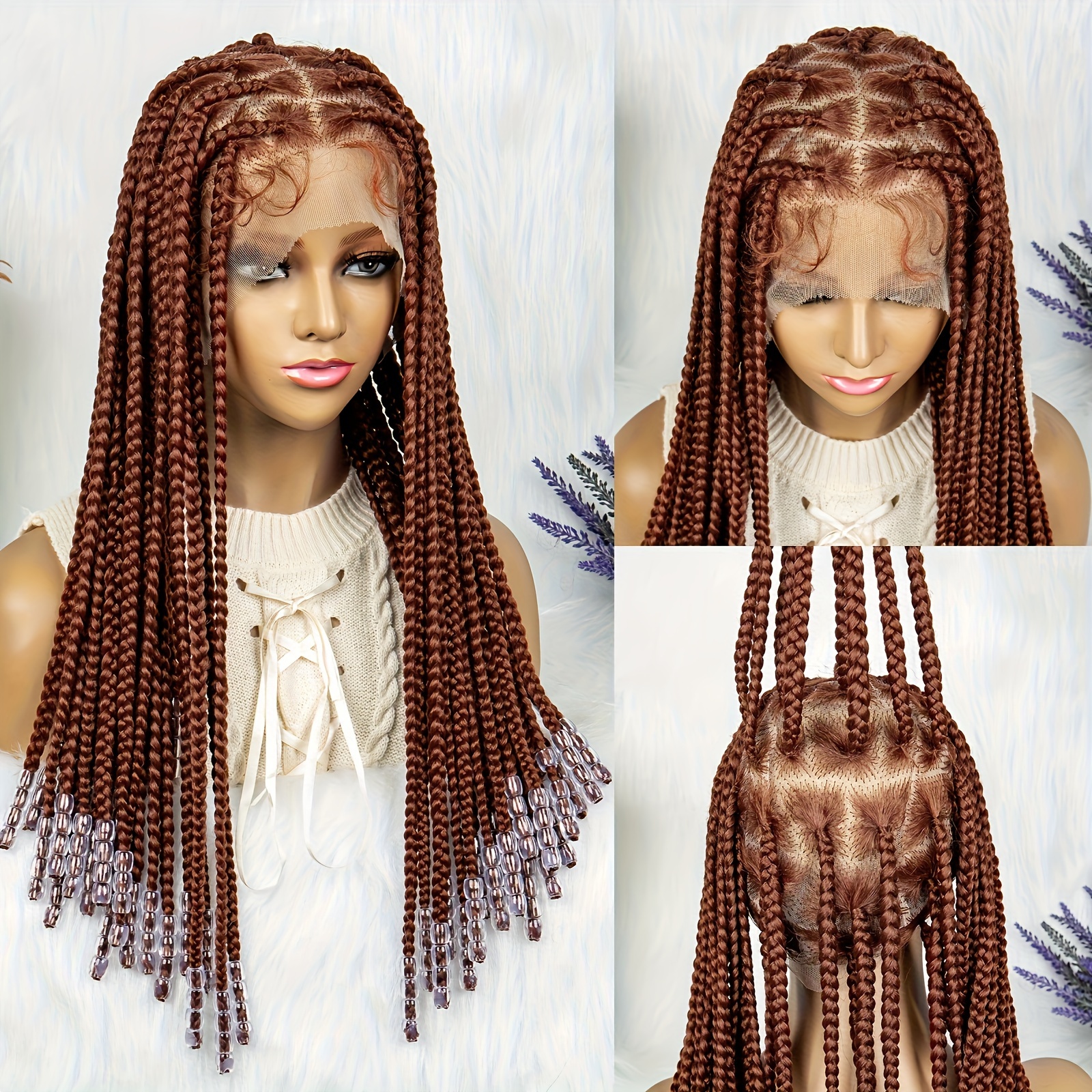 Full Lace Knotless Braids wig with Beads for women by