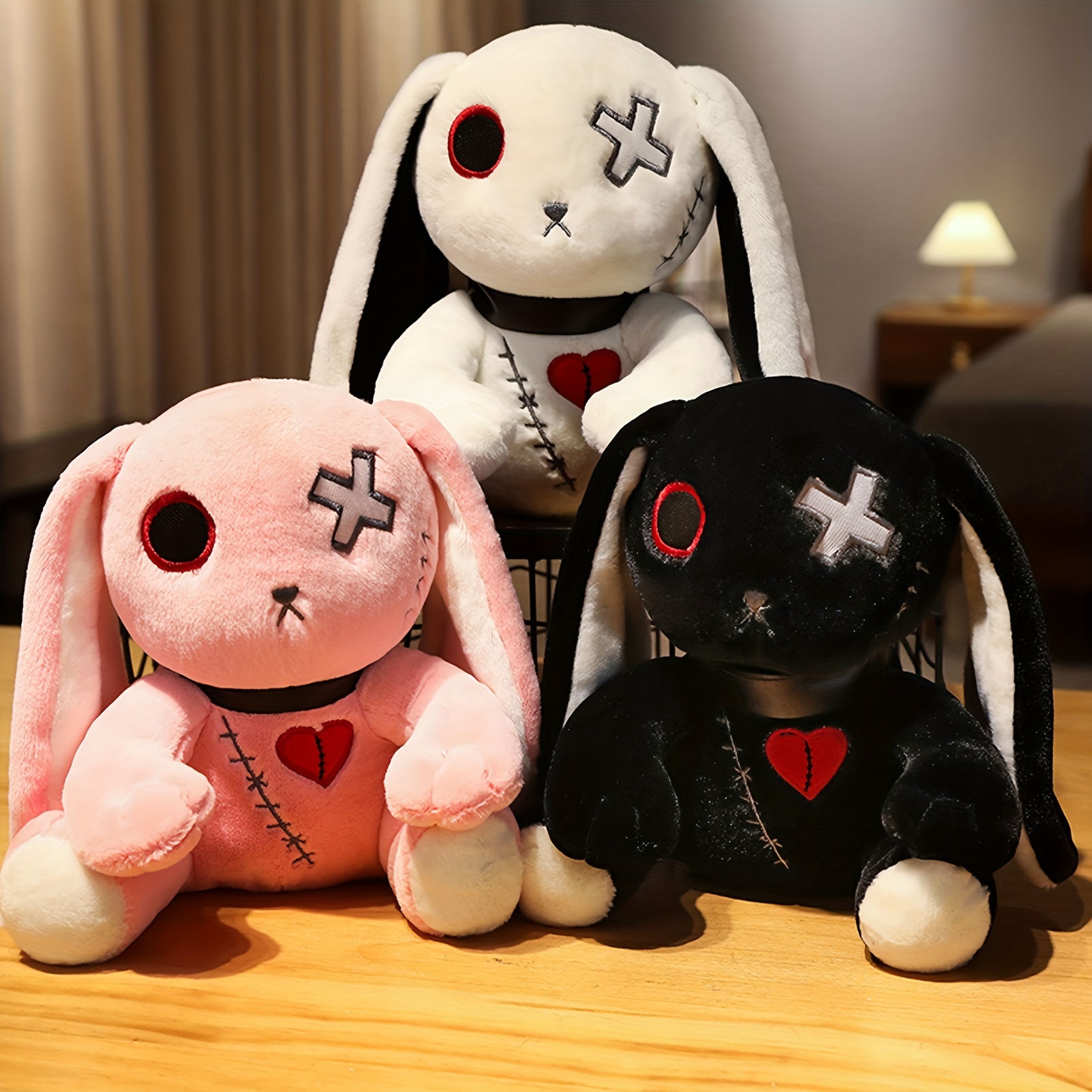 

9.06in Creepy Crazy Bunny Plush, Spooky Gothic Bunny Stuffed Animal Cute Horror Dreadful Bunny Doll, Crazy Rabbit Plushie Toys For Halloween Easter Christmas Birthday Gift