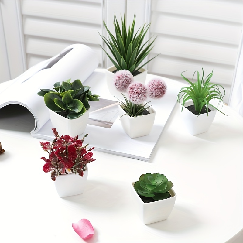 THE BLOOM TIMES 2 plantas artificiales para decoración de baño/oficina en  casa, pequeña vegetación artificial para decoración de casa (plantas en  maceta)