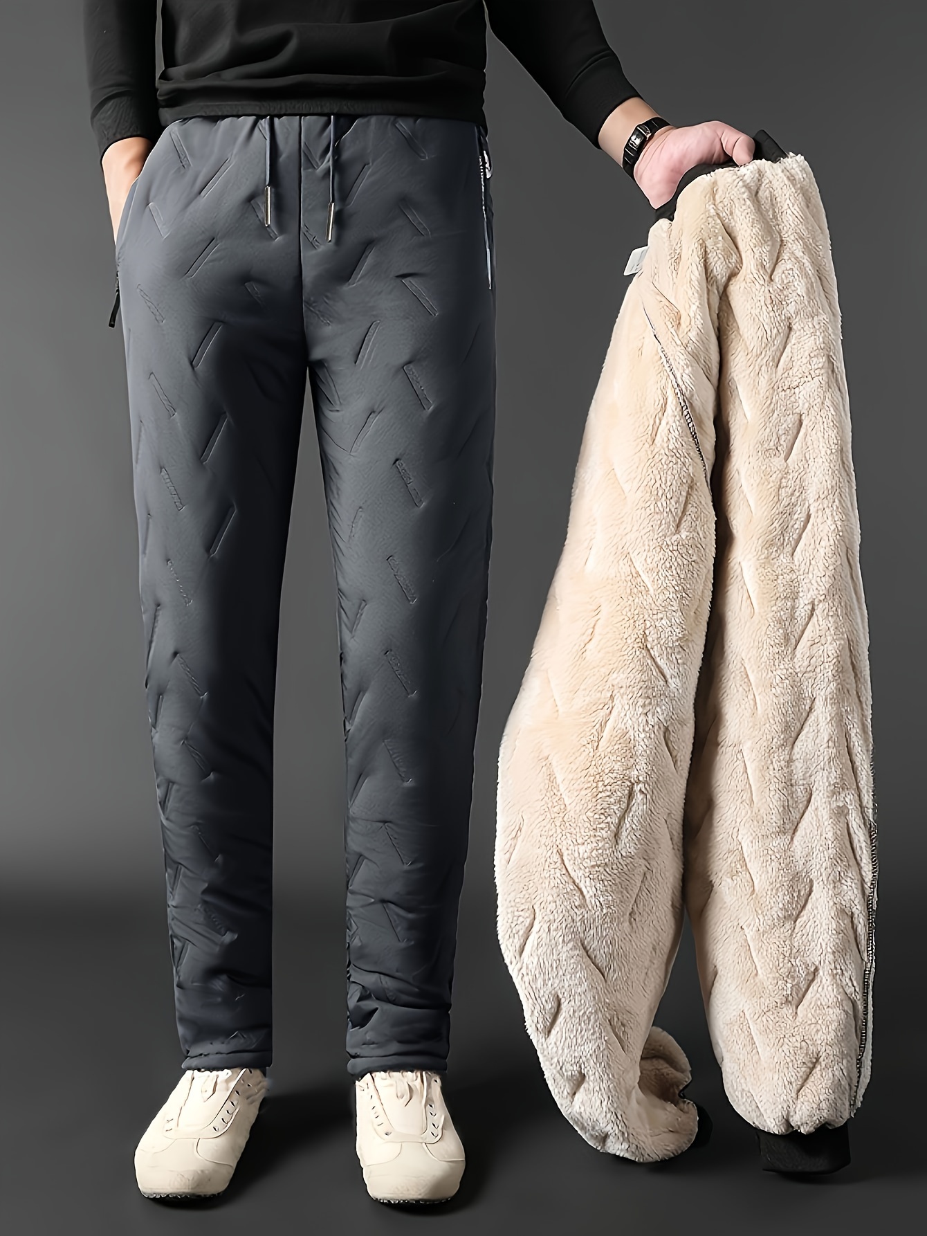 Men's Casual Fleece Lined Joggers Warm Thick Straight Leg - Temu