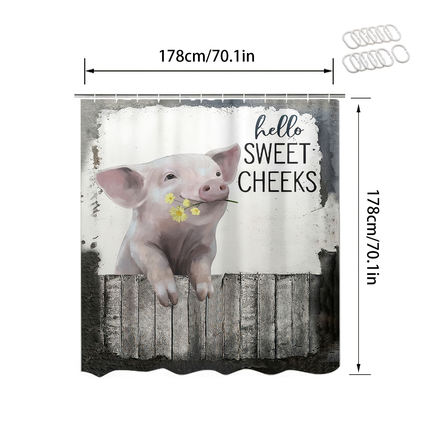 Farmhouse Pig Printed Shower Curtain Waterproof Shower - Temu