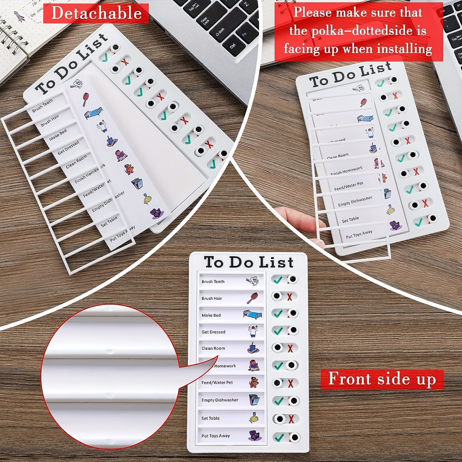 4 Pieces to Do List Memo Boards Plastic RV Checklist Board with 8 Cardstock