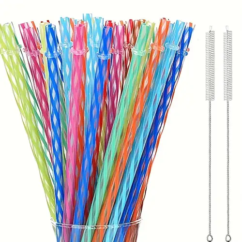 11/35pcs Unbreakable Reusable Straws - 10.24inch/10.2 Long, Thick Tritan  Hard Plastic Straws + Cleaning Brush For 30/40 OZ Cups For Restaurant/  Hotel/