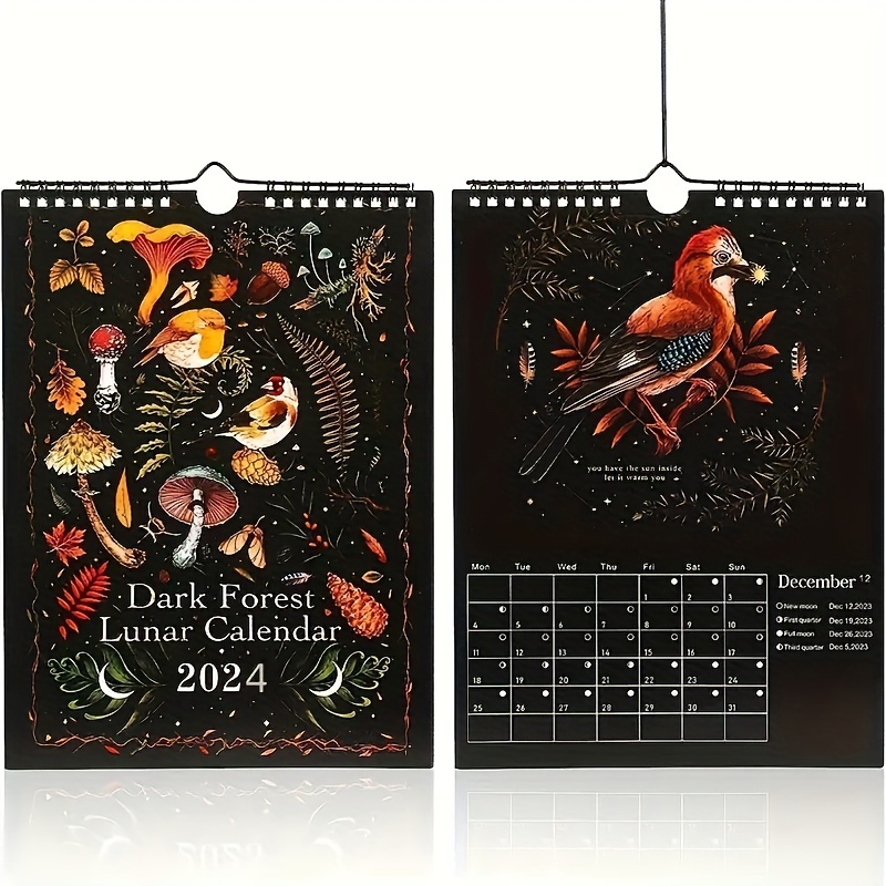 Dark Forest Animal Pattern Wall Calendar Halloween Christmas Gift